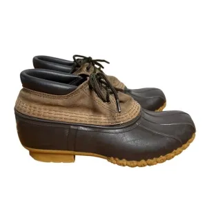 LL Bean Womans 7 Wide Main Rubber Duck Hunting Ankle Boots Waterproof Suede Tan