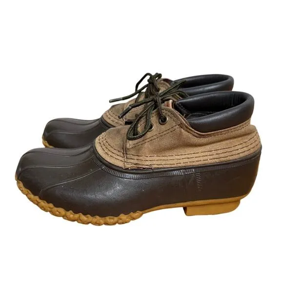 LL Bean Womans 7 Wide Main Rubber Duck Hunting Ankle Boots Waterproof Suede Tan