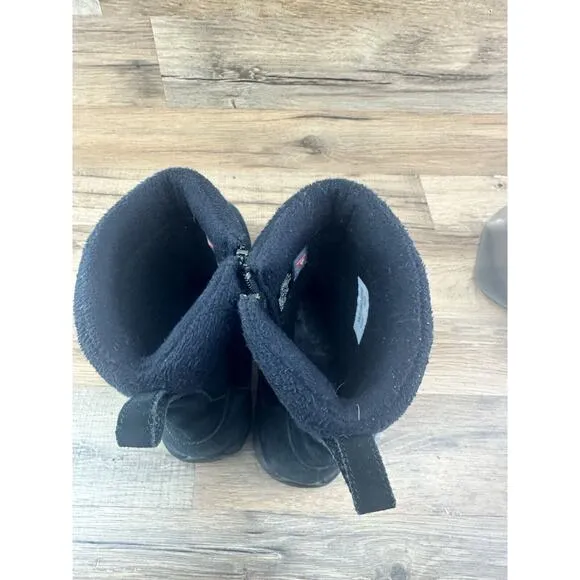 LL Bean Women's Size 8M Black Suede Fleece Zip Warm Winter Boots