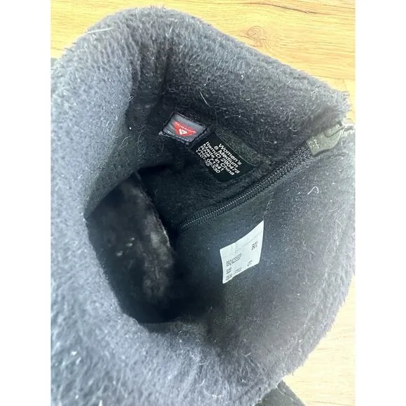LL Bean Women's Size 8M Black Suede Fleece Zip Warm Winter Boots