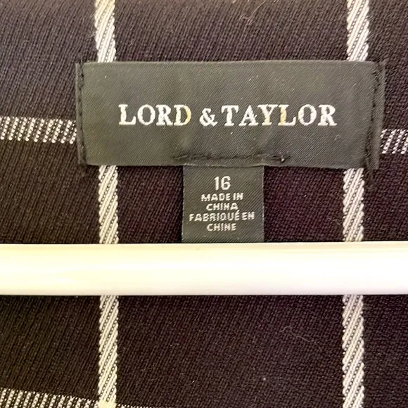 LORD &amp; TAYLOR Black Checked Summer Formal Dress Size 16