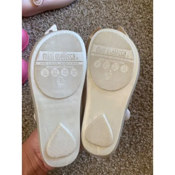 Lot of (4) Pairs Mini Melissa Rubber Shoes Girls Size US 10 Mickey Disney GUC