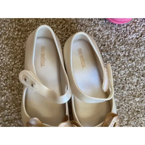 Lot of (4) Pairs Mini Melissa Rubber Shoes Girls Size US 10 Mickey Disney GUC