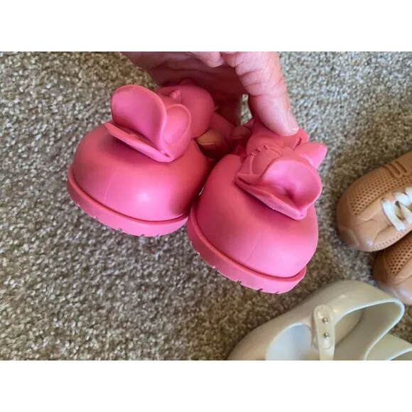 Lot of (4) Pairs Mini Melissa Rubber Shoes Girls Size US 10 Mickey Disney GUC