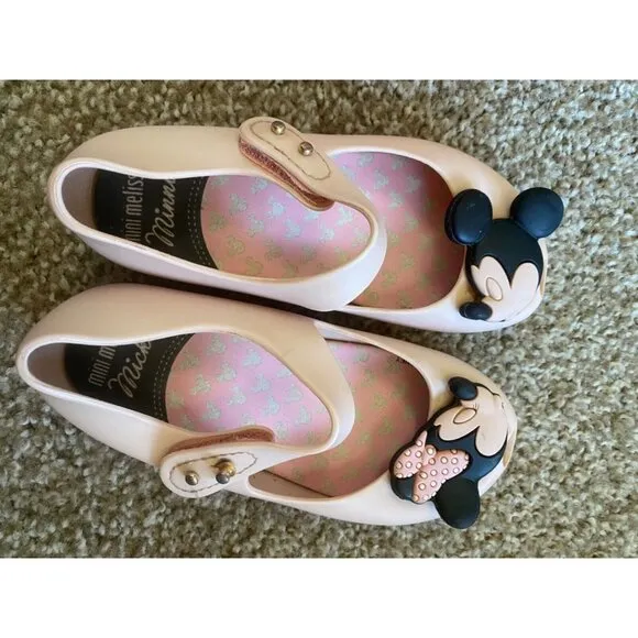 Lot of (4) Pairs Mini Melissa Rubber Shoes Girls Size US 10 Mickey Disney GUC