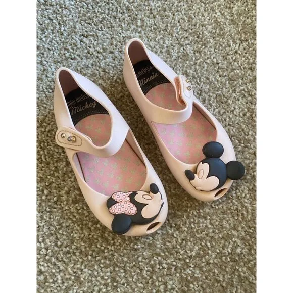 Lot of (4) Pairs Mini Melissa Rubber Shoes Girls Size US 10 Mickey Disney GUC