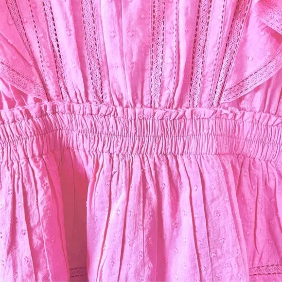 LOVESHACKFANCY NATASHA DRESS IN VIVID PINK NEW SIZE LARGE NWT