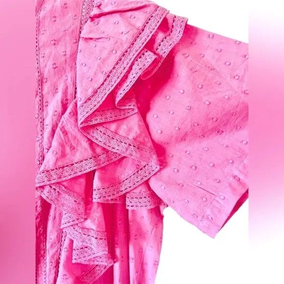 LOVESHACKFANCY NATASHA DRESS IN VIVID PINK NEW SIZE LARGE NWT