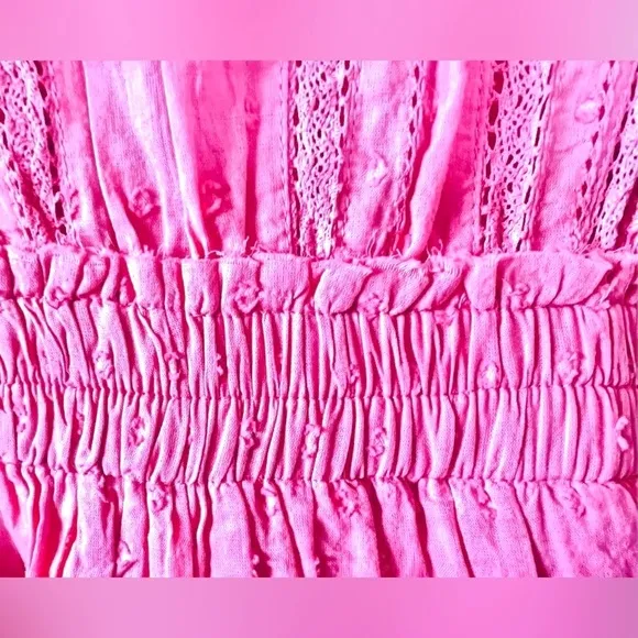 LOVESHACKFANCY NATASHA DRESS IN VIVID PINK NEW SIZE LARGE NWT