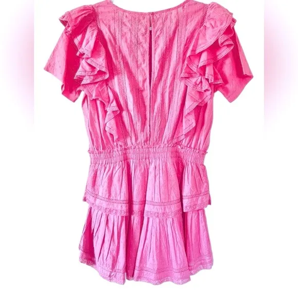 LOVESHACKFANCY NATASHA DRESS IN VIVID PINK NEW SIZE LARGE NWT
