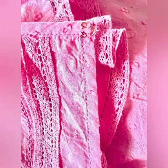 LOVESHACKFANCY NATASHA DRESS IN VIVID PINK NEW SIZE LARGE NWT