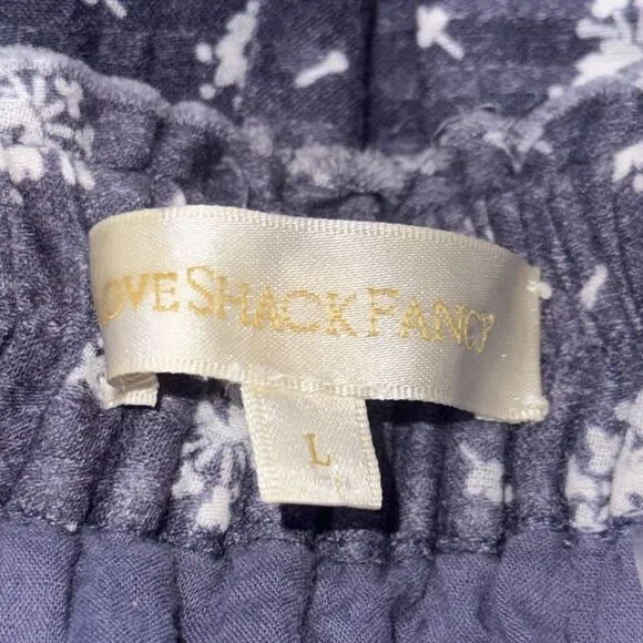LoveShackFancy Double Ruffle Cotton Mini Skirt Denim Eyelet Large
