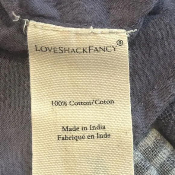 LoveShackFancy Double Ruffle Cotton Mini Skirt Denim Eyelet Large