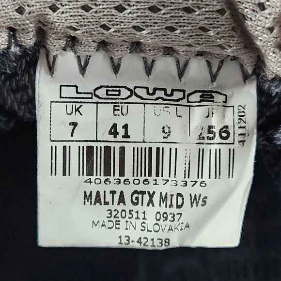 Lowa Malta GTX Mid Women Size 9 Hiking Boots Outdoor Camping Gore-Tex Gray Shoes