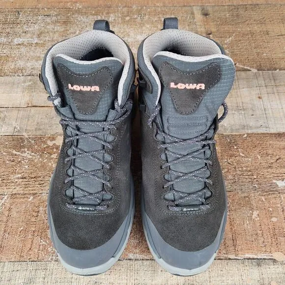 Lowa Malta GTX Mid Women Size 9 Hiking Boots Outdoor Camping Gore-Tex Gray Shoes