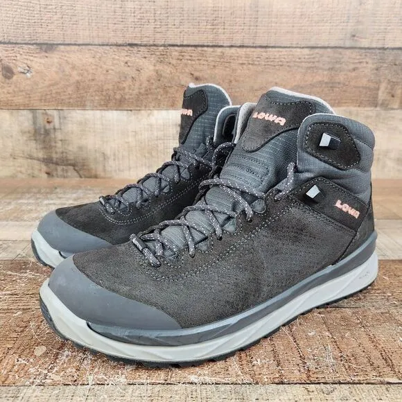 Lowa Malta GTX Mid Women Size 9 Hiking Boots Outdoor Camping Gore-Tex Gray Shoes