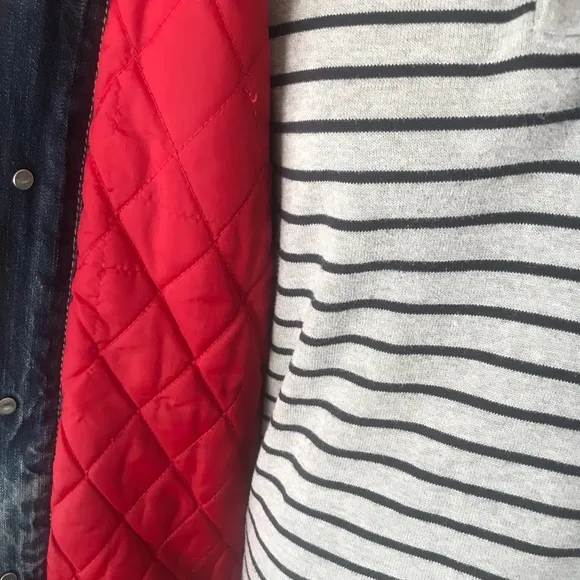 “Ltd .collection”  Blue denim jacket by Levi Strauss &amp; Sons with RED INSULATION.
