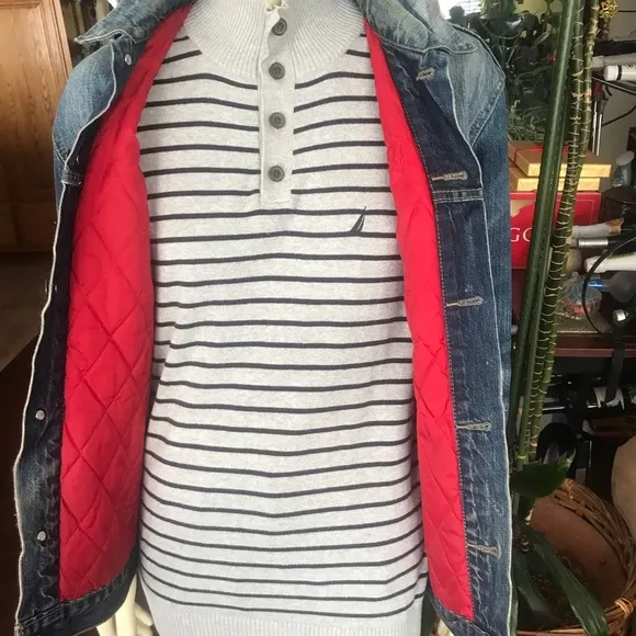 “Ltd .collection”  Blue denim jacket by Levi Strauss &amp; Sons with RED INSULATION.