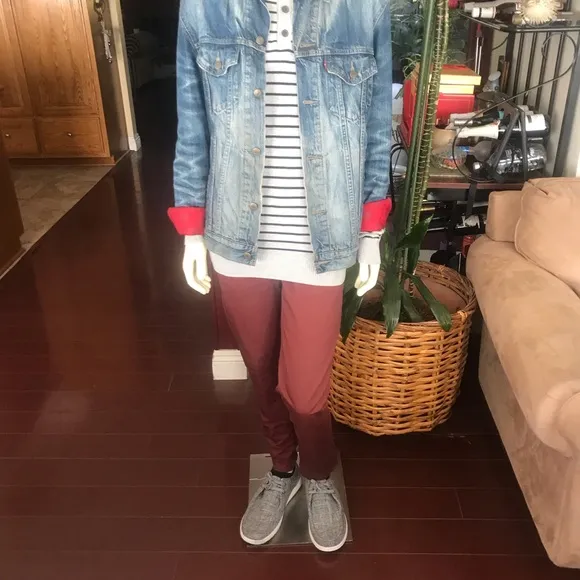 “Ltd .collection”  Blue denim jacket by Levi Strauss &amp; Sons with RED INSULATION.