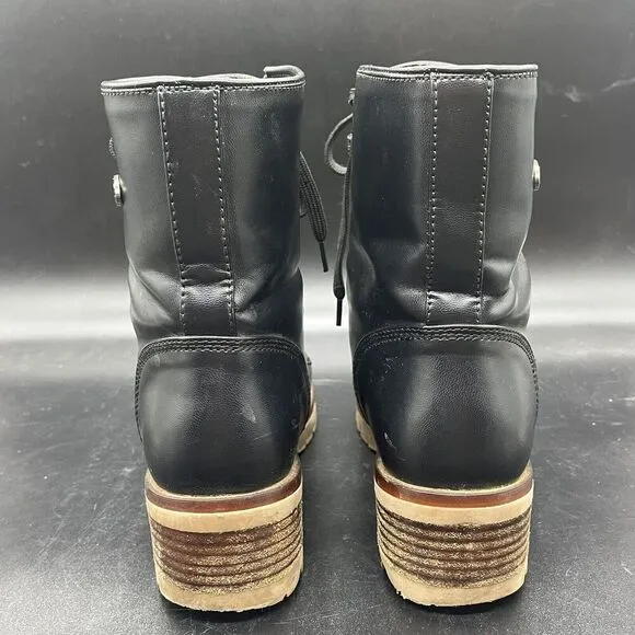 Lugs Womens Tamar combat boot black 6.5 casual biker outdoor grunge