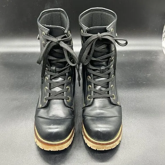 Lugs Womens Tamar combat boot black 6.5 casual biker outdoor grunge