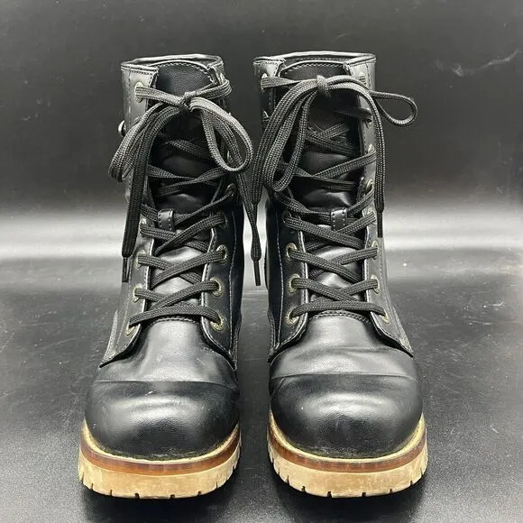 Lugs Womens Tamar combat boot black 6.5 casual biker outdoor grunge