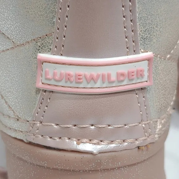 Lurewilder‎ Girls Winter Duck Boots Pink Glitter Warm Build Size 8 Faux Fur