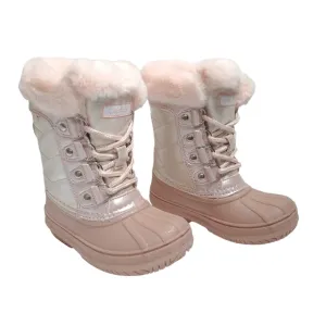 Lurewilder‎ Girls Winter Duck Boots Pink Glitter Warm Build Size 8 Faux Fur