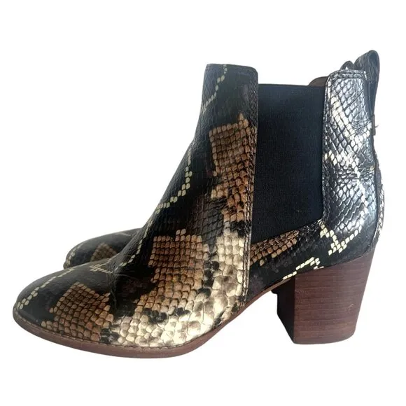 MADEWELL The Regan Chelsea Boot 7 Python Snake Embossed Leather Animal Print
