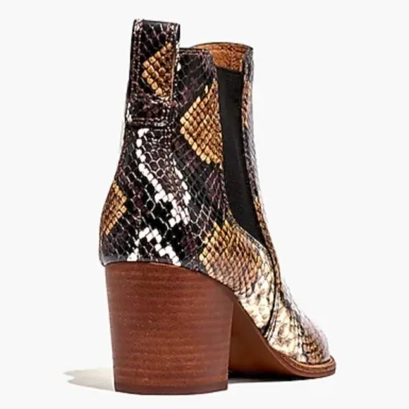 MADEWELL The Regan Chelsea Boot 7 Python Snake Embossed Leather Animal Print