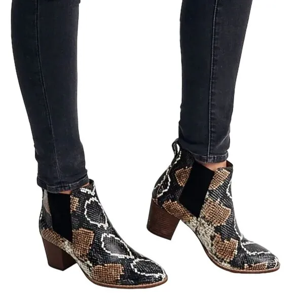 MADEWELL The Regan Chelsea Boot 7 Python Snake Embossed Leather Animal Print