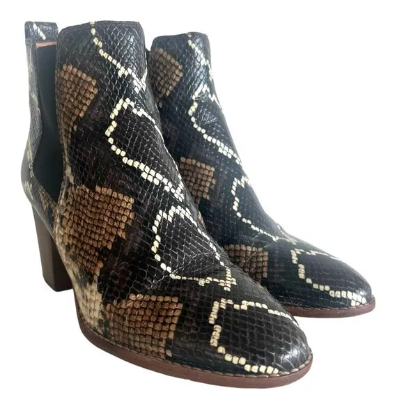 MADEWELL The Regan Chelsea Boot 7 Python Snake Embossed Leather Animal Print