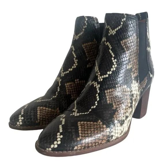 MADEWELL The Regan Chelsea Boot 7 Python Snake Embossed Leather Animal Print