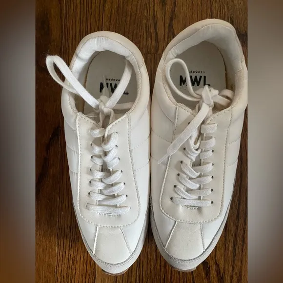 Madewell Women's White and Tan‎ League Sneakers Size 9