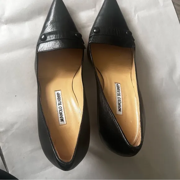 Manolo Blahnik Black Leather Heels