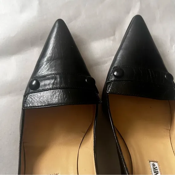 Manolo Blahnik Black Leather Heels