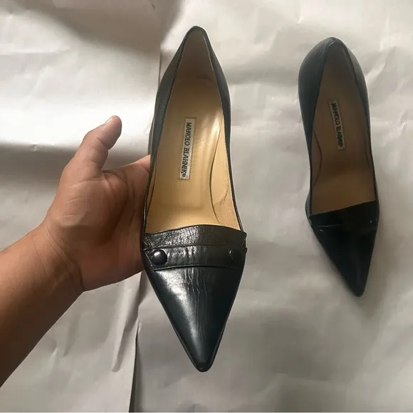 Manolo Blahnik Black Leather Heels