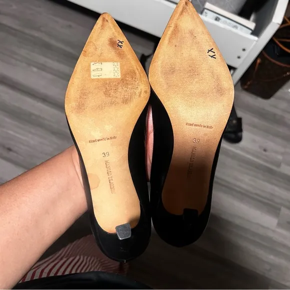 Manolo Blahnik Black Leather Heels
