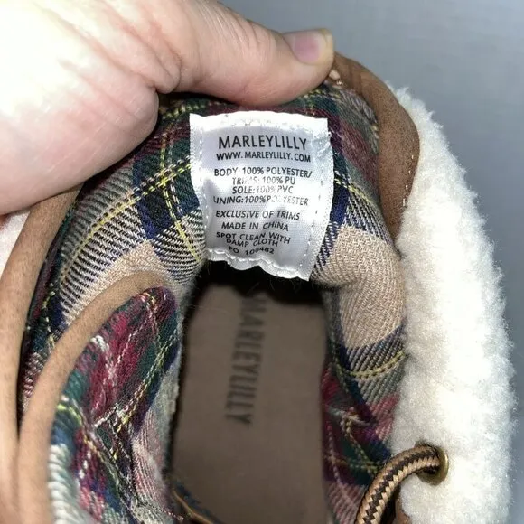 Marley Lilly Duck Boots Women's Size 10 Plaid Waterproof Fleece Leather Brown​​​