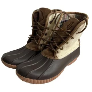 Marley Lilly Duck Boots Women's Size 10 Plaid Waterproof Fleece Leather Brown​​​