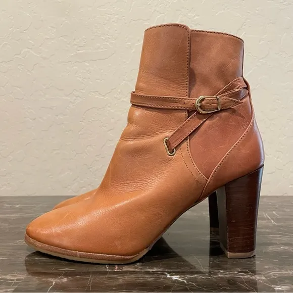 Massimo Dutti Leather Ankle Strap Booties