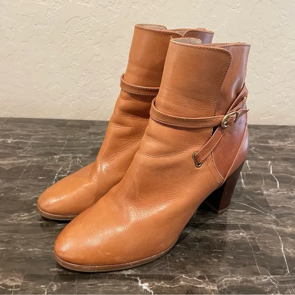 Massimo Dutti Leather Ankle Strap Booties