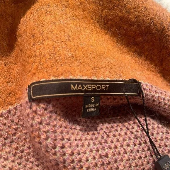 Max Sport | Carmel Brown Drape-Collar Floral Open Cardigan Duster Sweater Sz S