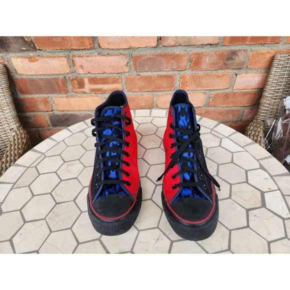 Men Sz 11 Converse Chuck Taylor All Star Hi Black Red Blue Rare Channel Logo