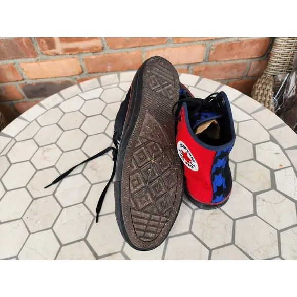 Men Sz 11 Converse Chuck Taylor All Star Hi Black Red Blue Rare Channel Logo