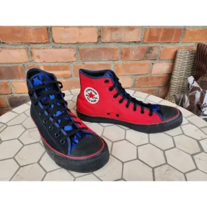 Men Sz 11 Converse Chuck Taylor All Star Hi Black Red Blue Rare Channel Logo
