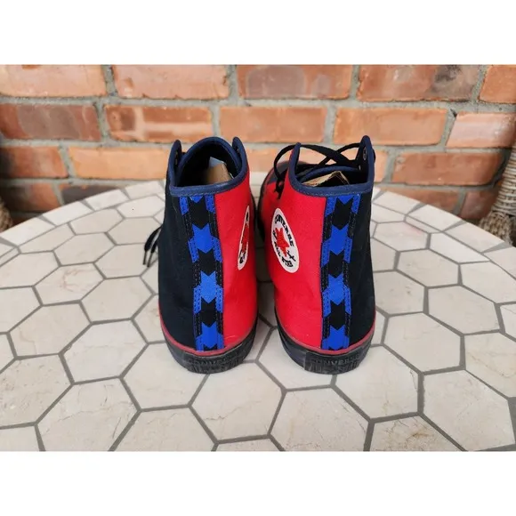 Men Sz 11 Converse Chuck Taylor All Star Hi Black Red Blue Rare Channel Logo