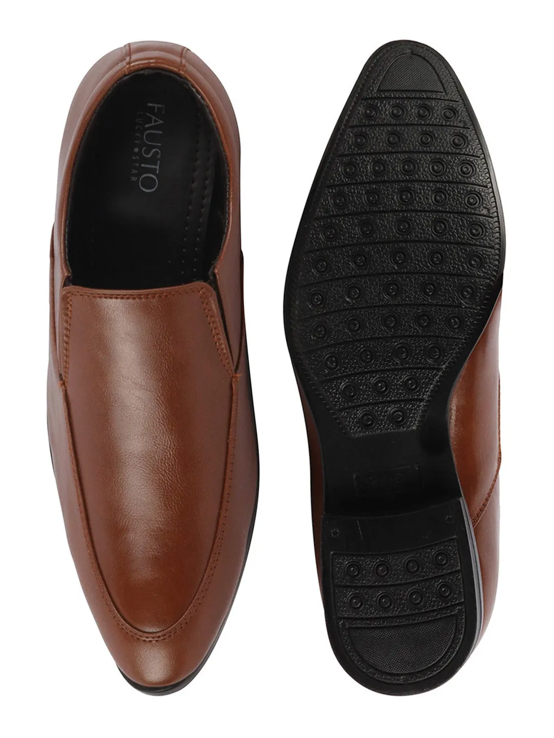 Men Tan Formal Office Meeting Slip On Shoes
