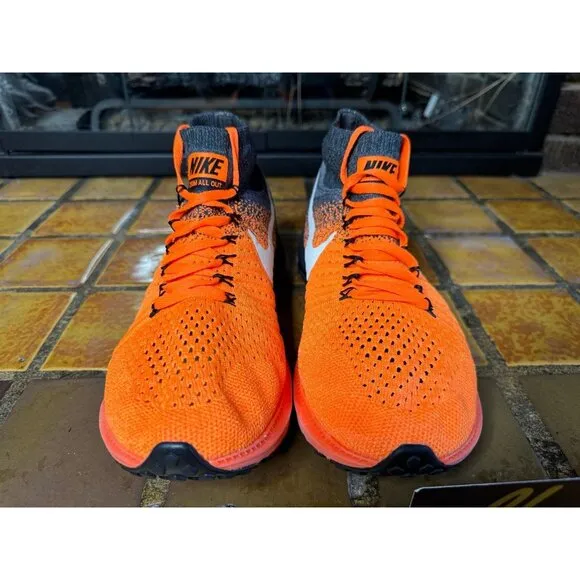Mens 8.5 Nike Air Zoom All Out Flyknit Total Orange 2016 Running Shoes 844134800