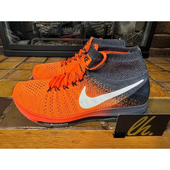 Mens 8.5 Nike Air Zoom All Out Flyknit Total Orange 2016 Running Shoes 844134800